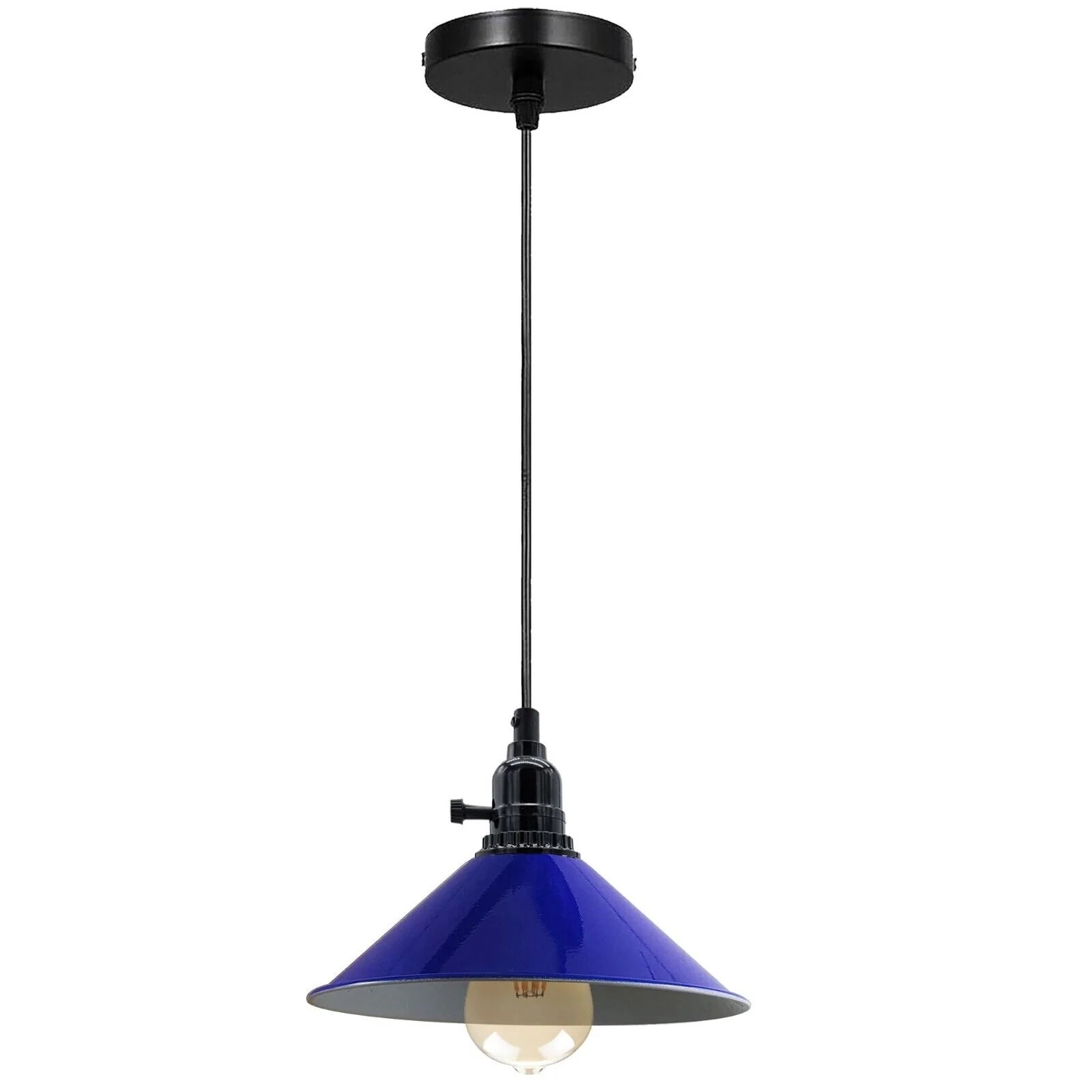 Industrial Vintage Metal Pendant Light Shade Chandelier Navy Blue LampShade~4147