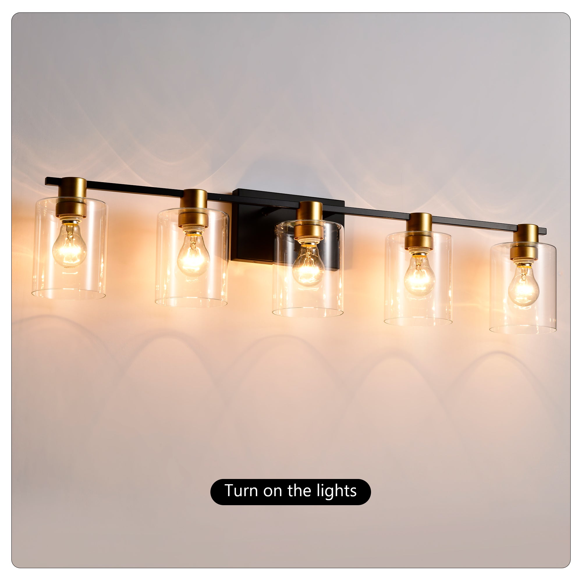 5-Light Matte Black Matte Gold Color Bathroom Light Fixtures