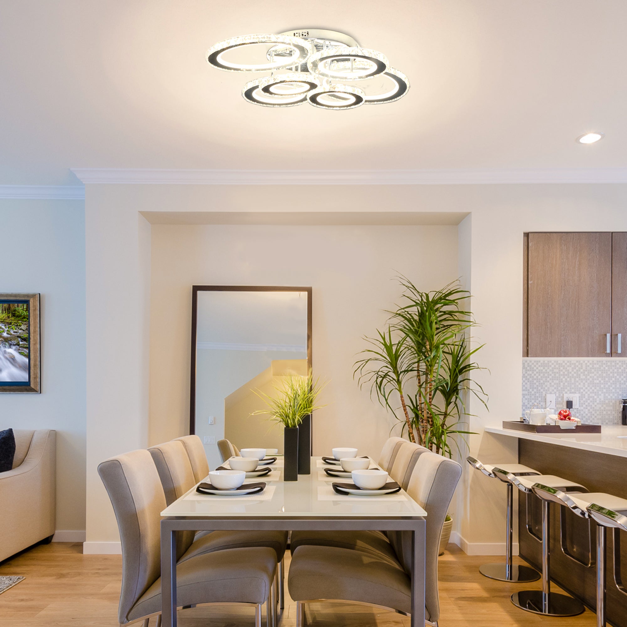 Elegant LED Chandelier with 6 Rings