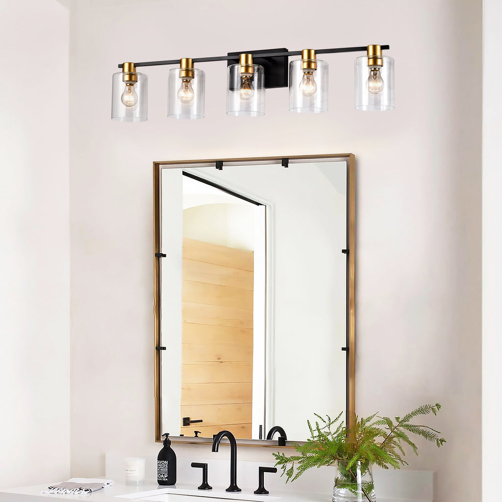5-Light Matte Black Matte Gold Color Bathroom Light Fixtures