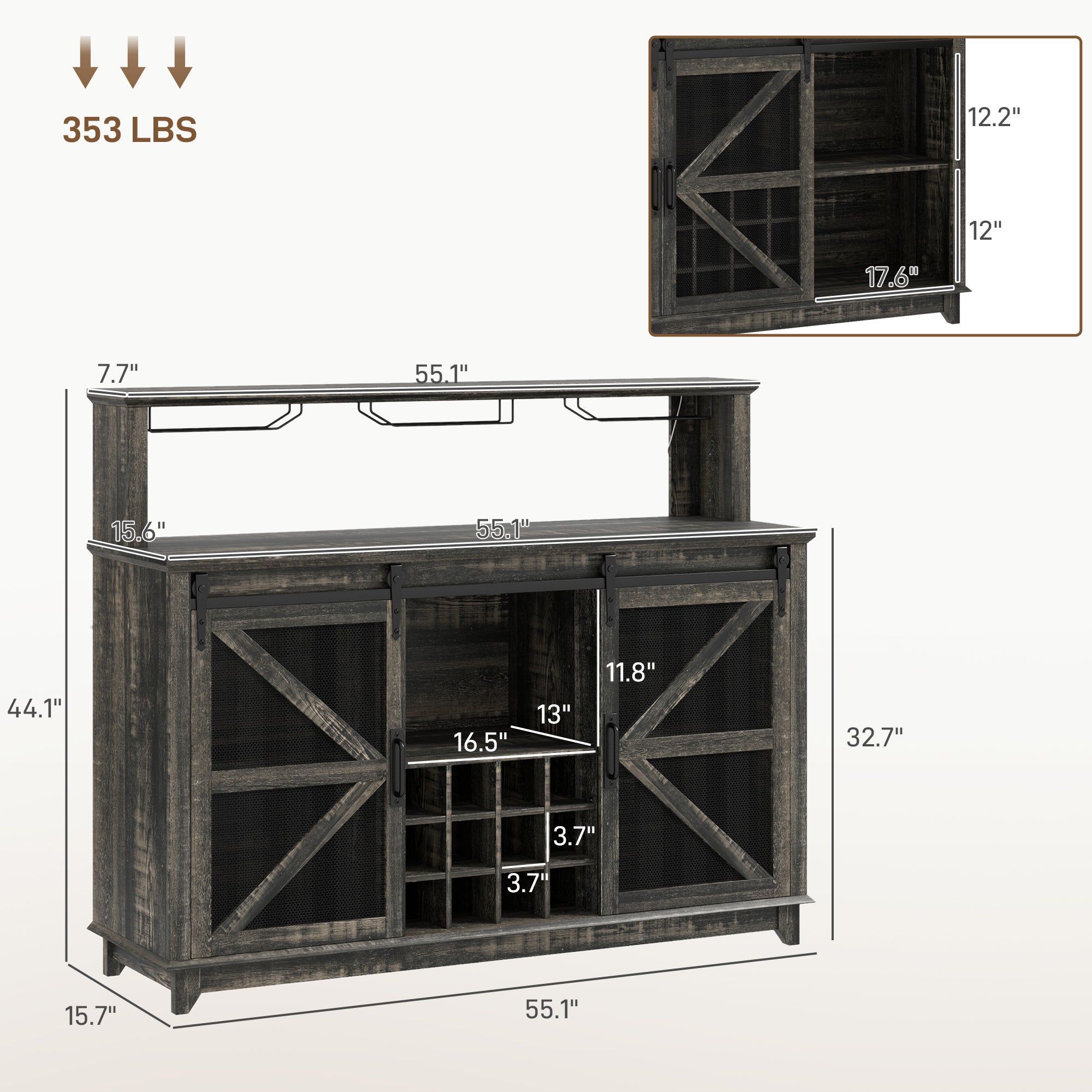 Coffee Bar Cabinet with Lights