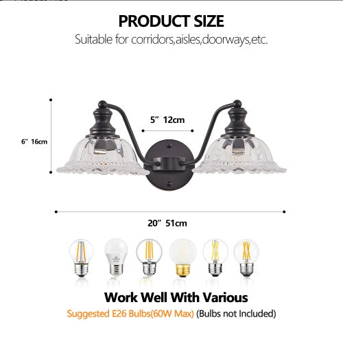 20 Inch 2-Light Vintage Wall Sconce