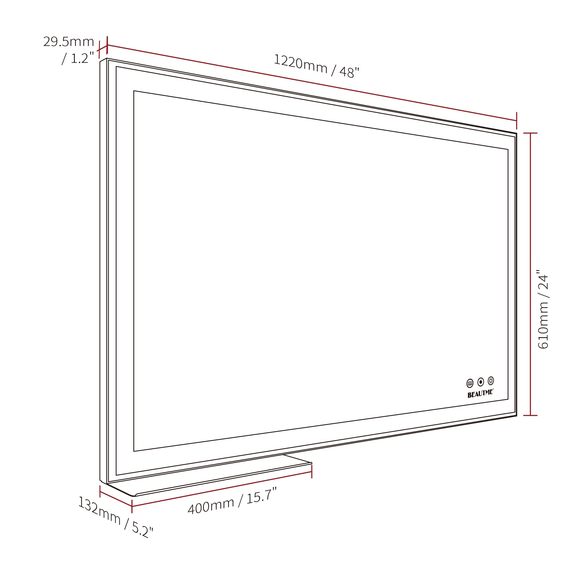 LED bathroom makeup mirror wall mounteed