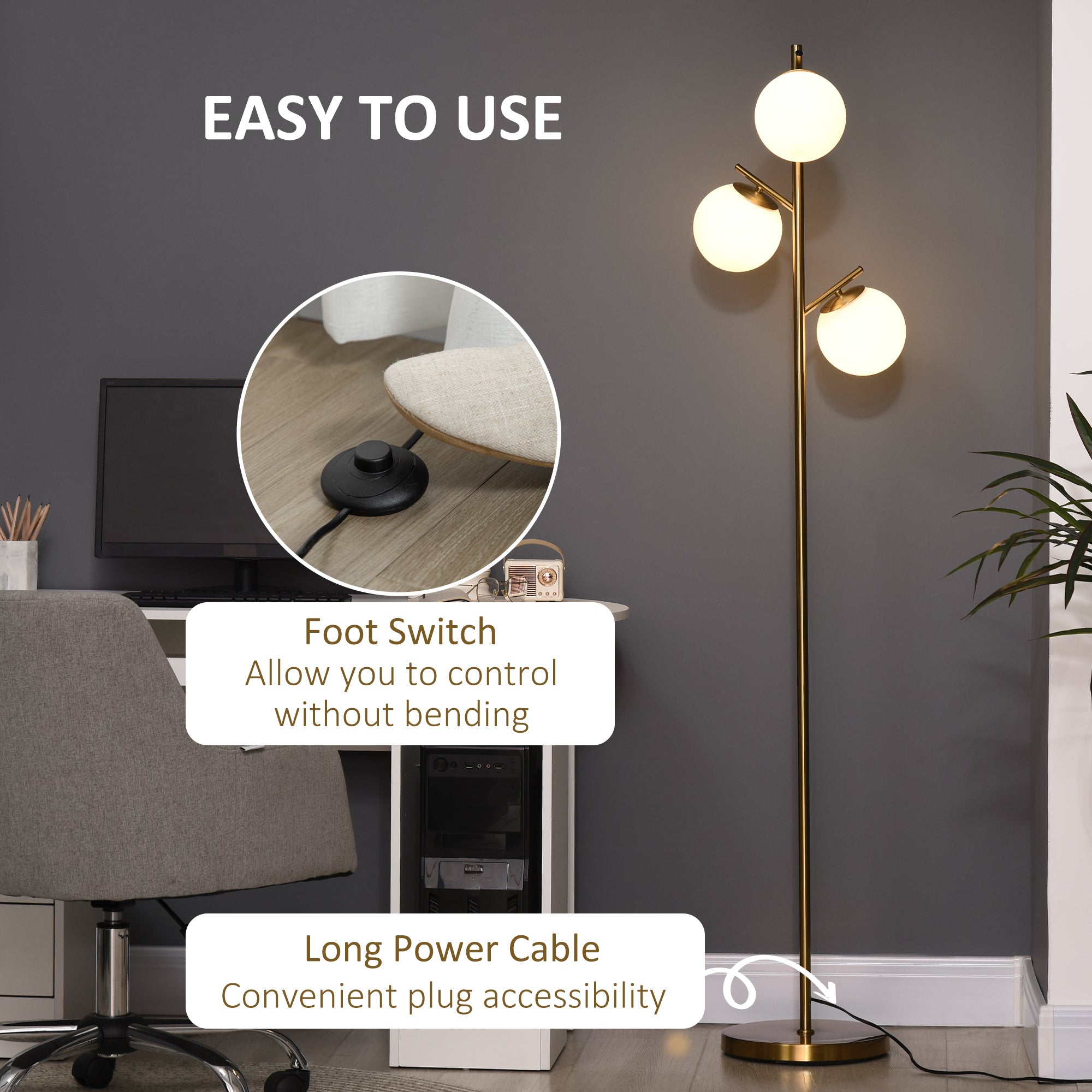 Modern 3-Light Floor Lamp
