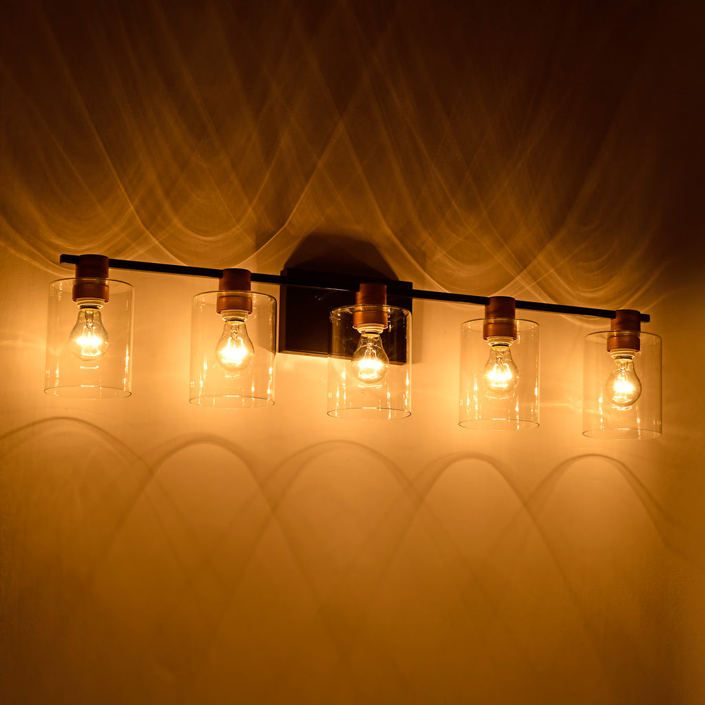 5-Light Matte Black Matte Gold Color Bathroom Light Fixtures