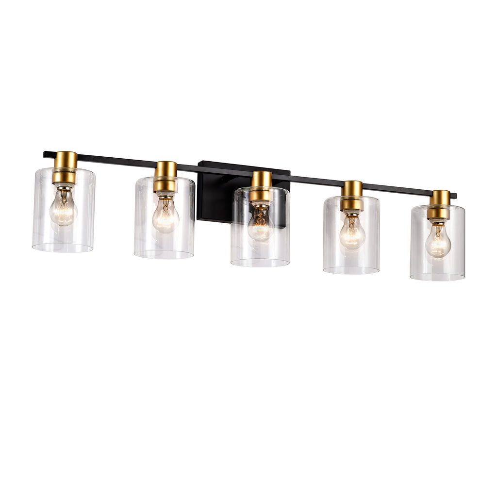 5-Light Matte Black Matte Gold Color Bathroom Light Fixtures