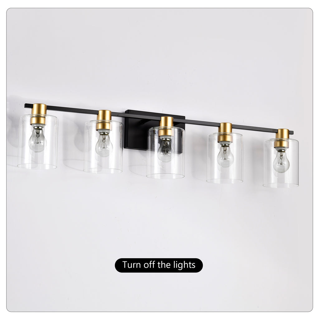 5-Light Matte Black Matte Gold Color Bathroom Light Fixtures