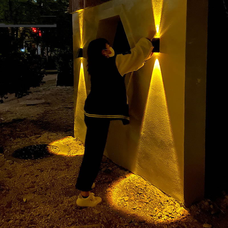 The Prism-Beam Sconce Double Head Outdoor Solar Wall Light