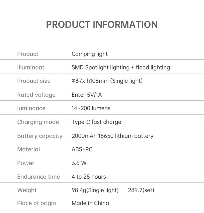 Outdoor Camping Light Portable