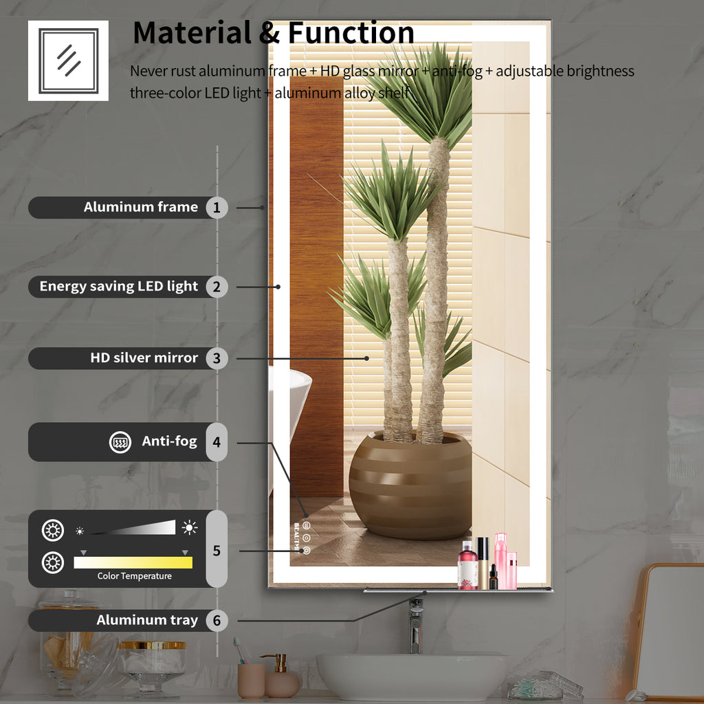 LED bathroom makeup mirror wall mounteed