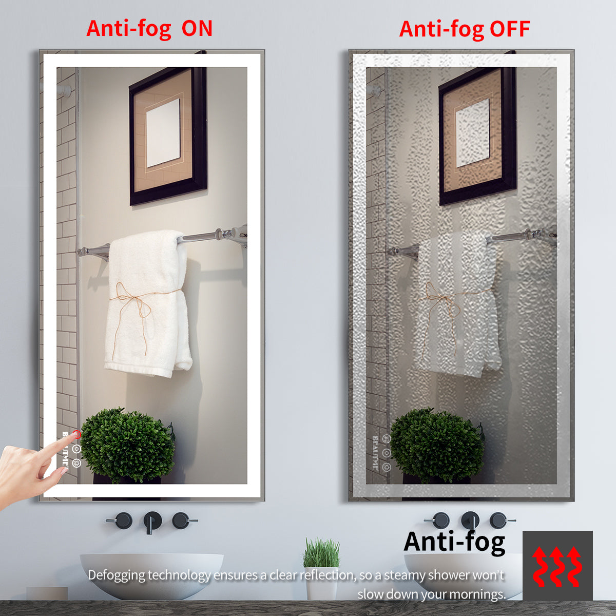 LED bathroom makeup mirror wall mounteed