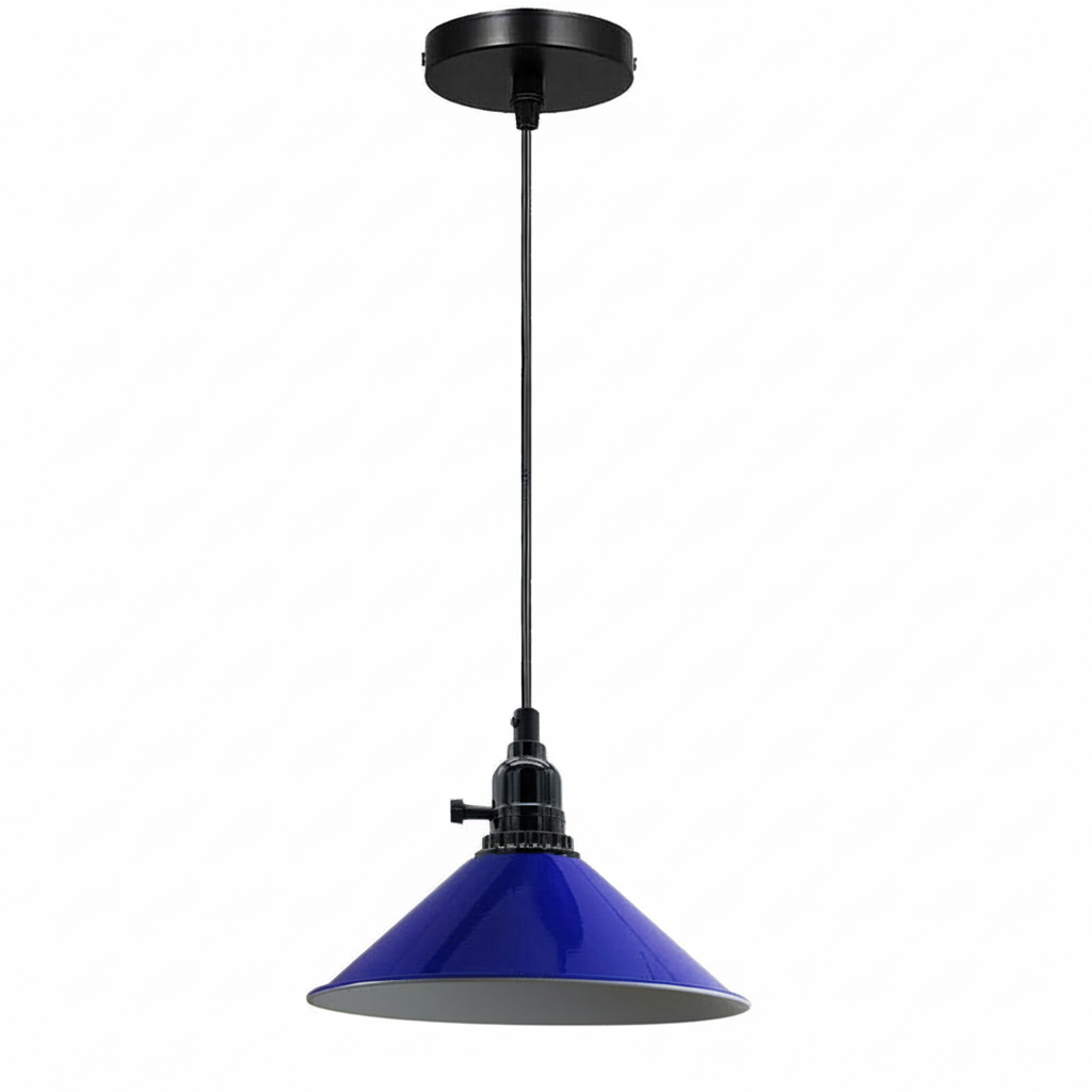 Industrial Vintage Metal Pendant Light Shade Chandelier Navy Blue LampShade~4147