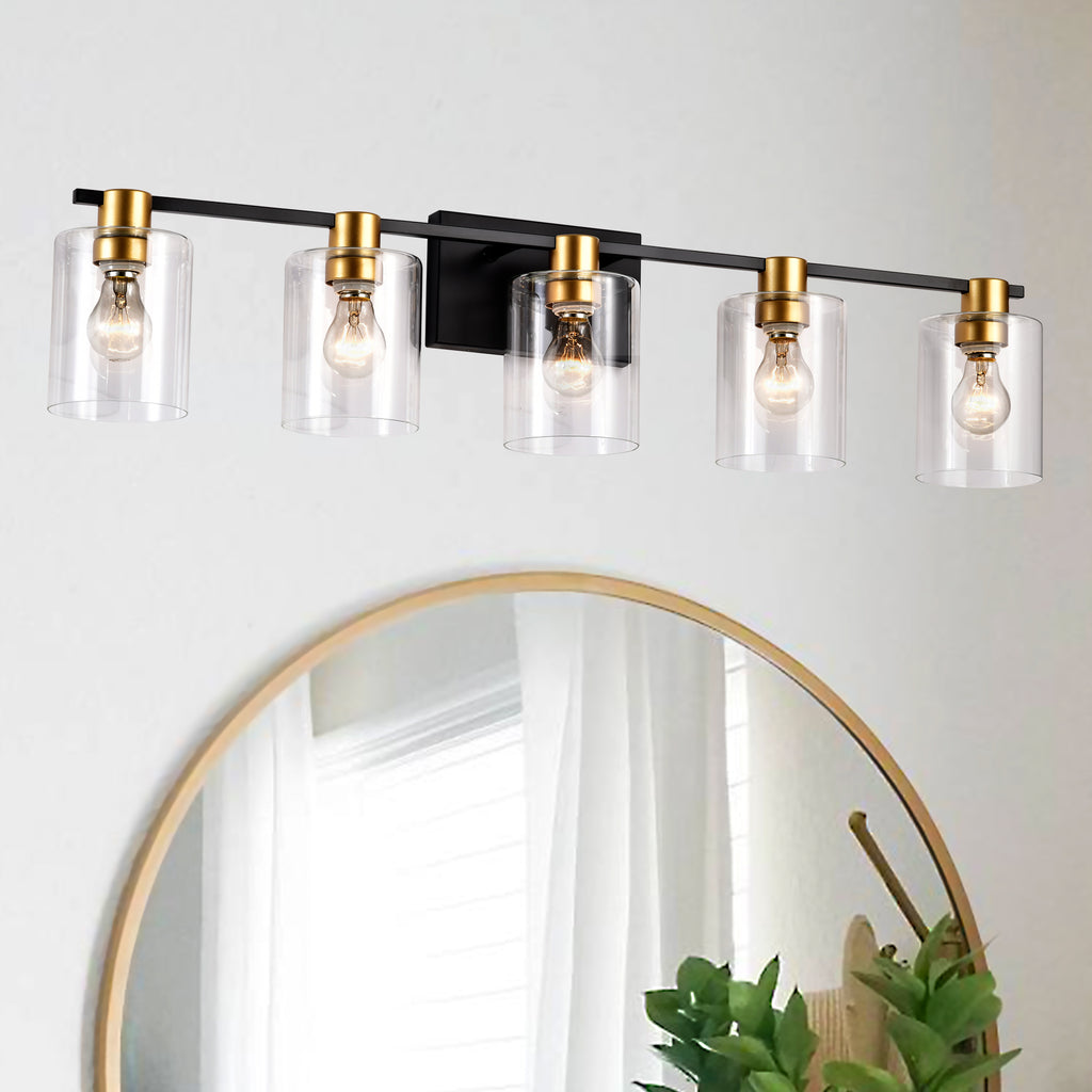 5-Light Matte Black Matte Gold Color Bathroom Light Fixtures