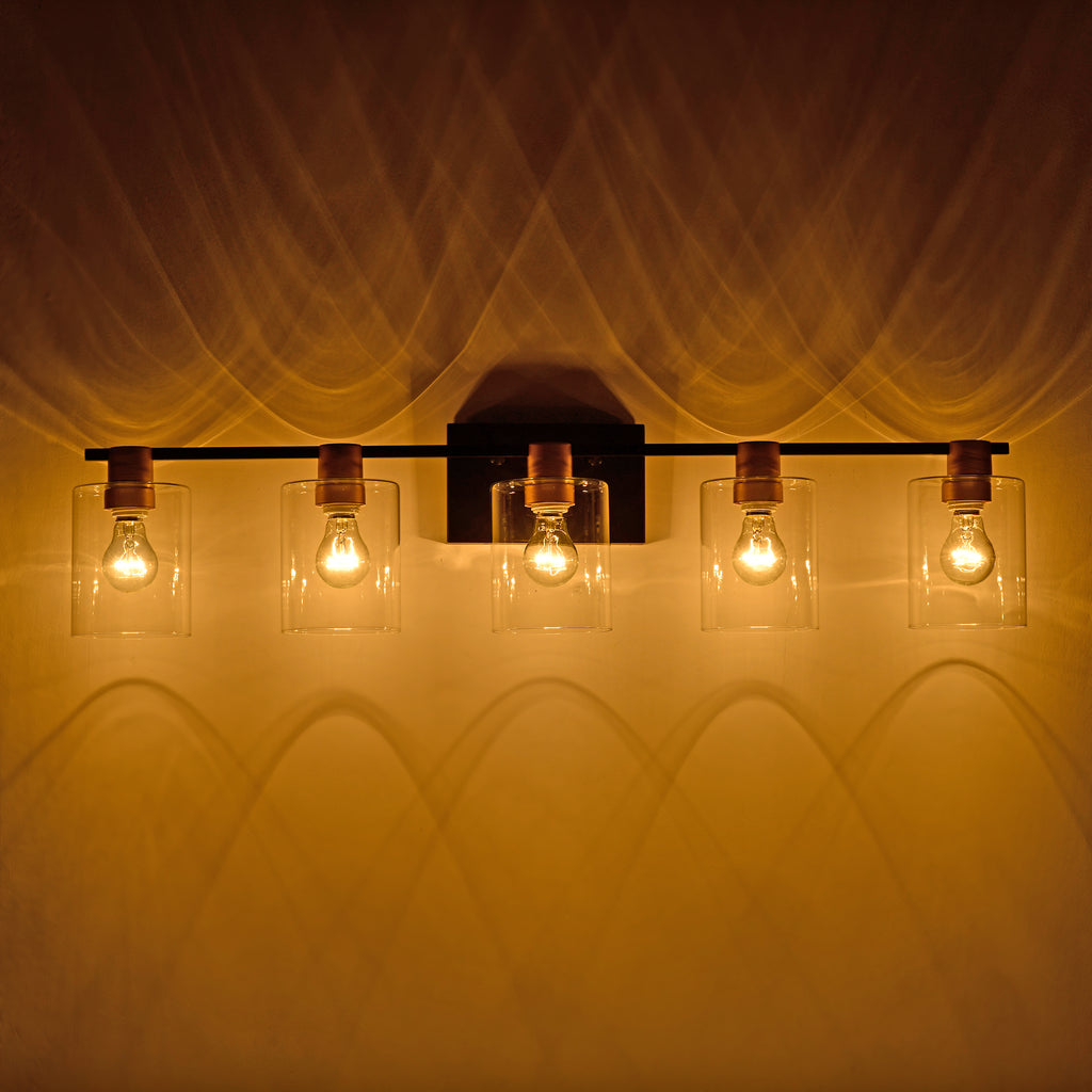5-Light Matte Black Matte Gold Color Bathroom Light Fixtures