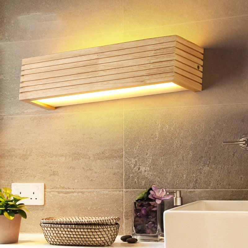 Solid Wood LED Bathroom light