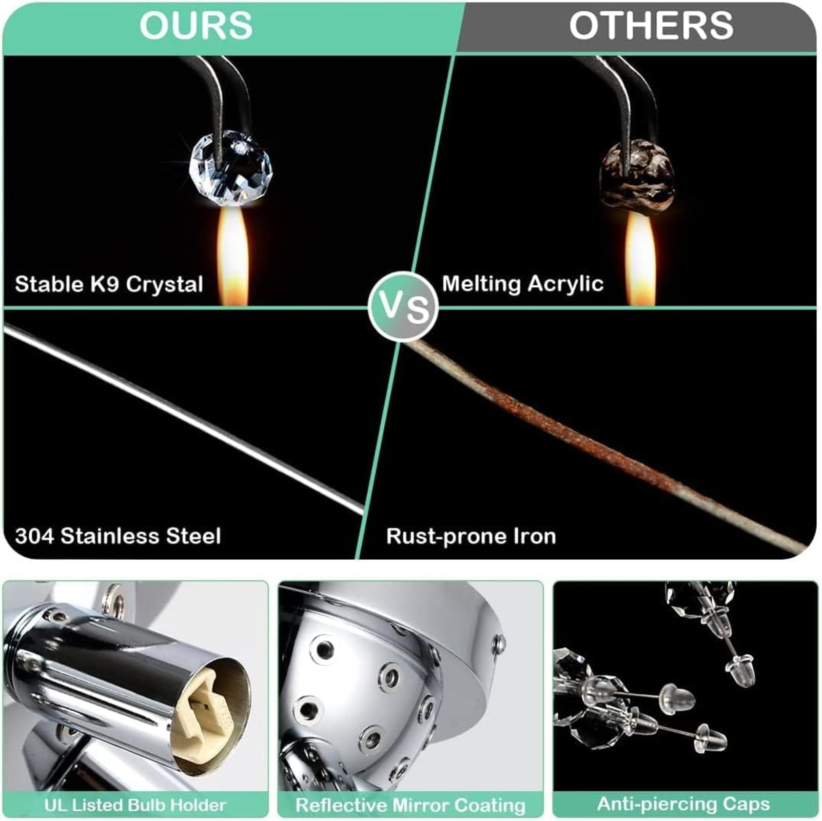 Crystal Flush Mount Ceiling Light Chandelier